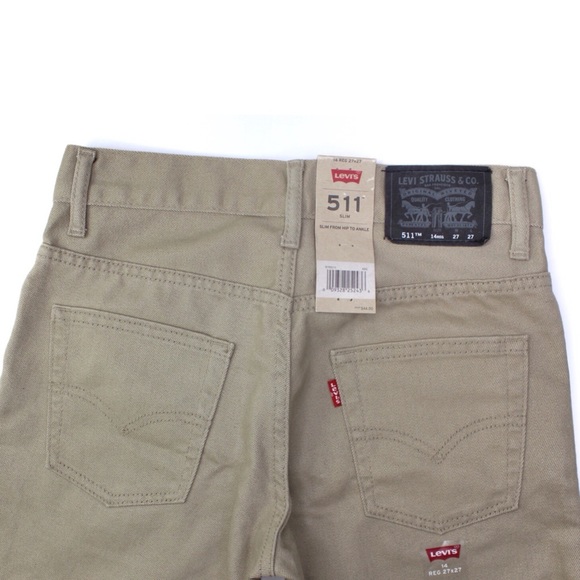 Levi’s Boys 511 Slim Khaki Colored Jeans 14 27 20” - Picture 5 of 7